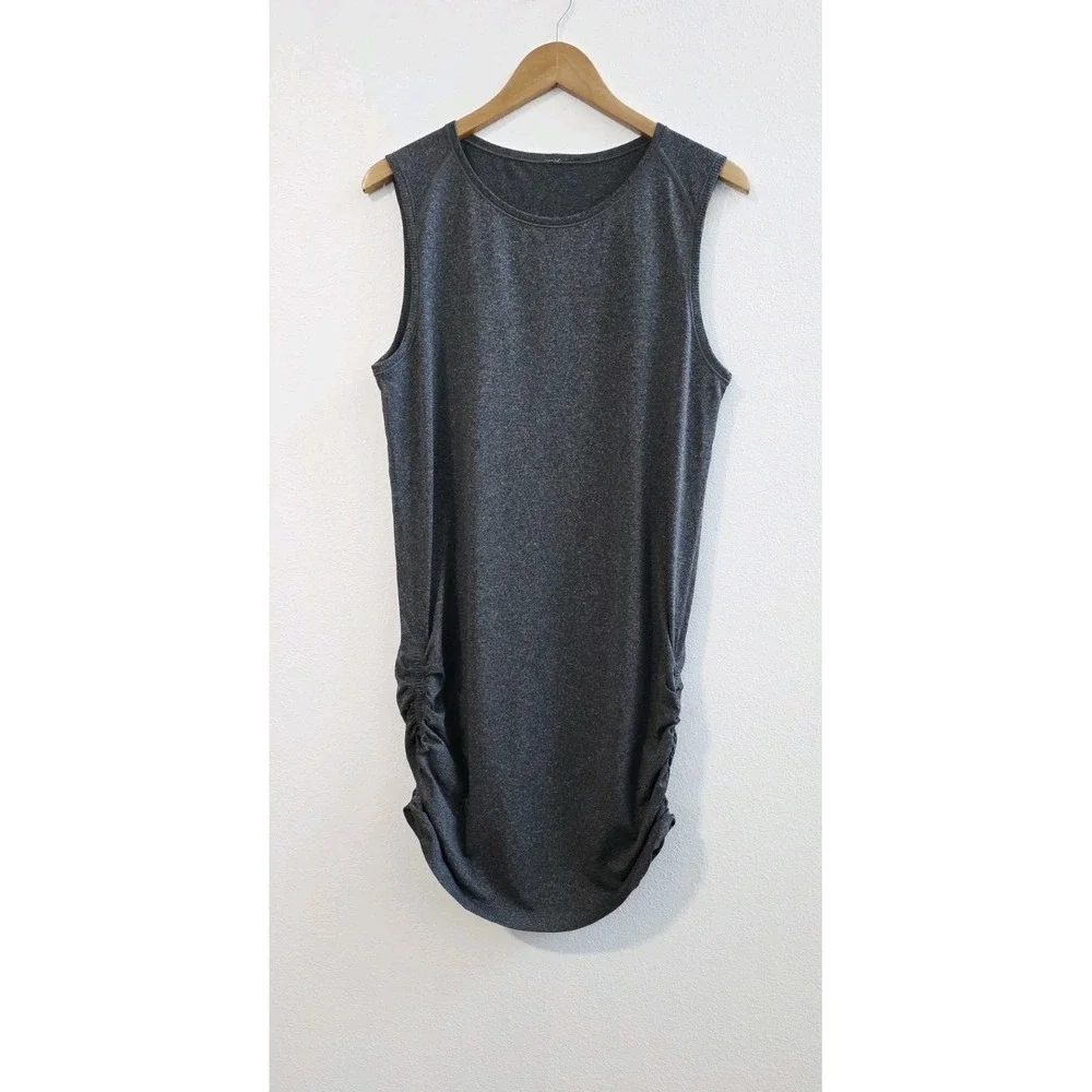 Lululemon In The Flow Dress Seamless Ruched Women's Size 10 Gray